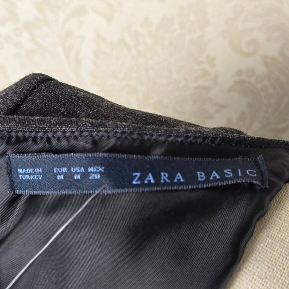Zara Basic Sz Med Black Faux Leather Front Dress Gray Jersey Short Sleeves NWT - Picture 8 of 13